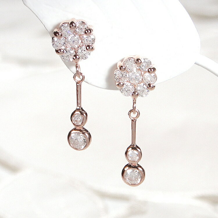 【ふるさと納税】 ピアス K18PG ピンクゴールド ダイヤモンド 【0.9ct】フラワー 花 揺れるピアス 振り子 スタッドピアス【f232-k18pg】 [株式会社オーダーメイドジュエリーメイ 山梨県 韮崎市 20742677] ピアス アクセサリー アクセ ジュエリー サムネイル3