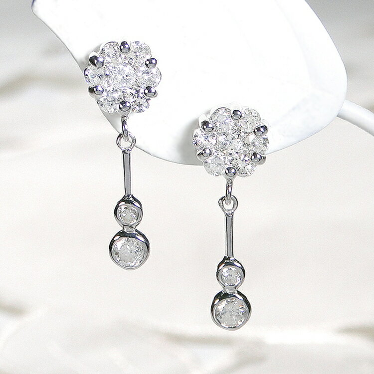 【ふるさと納税】 ピアス K18WG ホワイトゴールド ダイヤモンド 【0.9ct】フラワー 花 揺れるピアス 振り子 スタッドピアス 【f232-k18wg】 [株式会社オーダーメイドジュエリーメイ 山梨県 韮崎市 20743767] ピアス アクセサリー アクセ ジュエリー サムネイル3