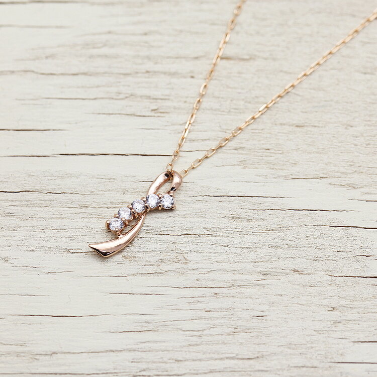 【ふるさと納税】 ネックレス K18PG ピンクゴールド ダイヤモンド 0.20ct リボン モチーフ 【f132-k18pg】[オーダーメイドジュエリーメイ 山梨県 韮崎市 20743762] レディース ペンダント アクセサリー アクセ ジュエリー サムネイル2