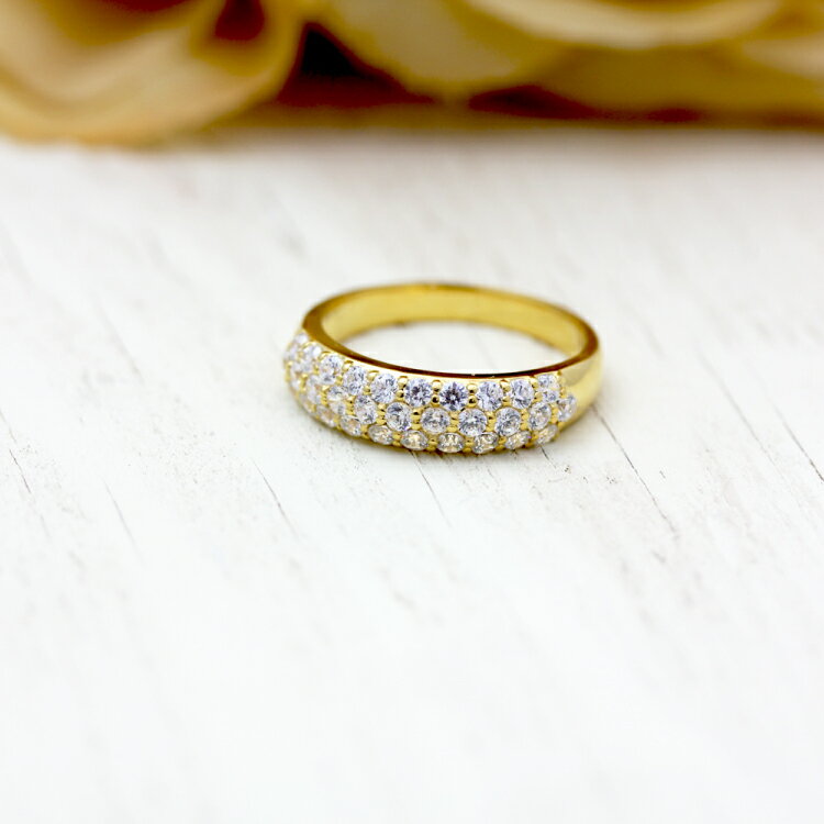 【ふるさと納税】 指輪 K18YG イエローゴールド リング ダイヤモンド 0.9ct パヴェ 7号〜16号 ダイヤリング 【f045-k18yg】 [オーダーメイドジュエリーメイ 山梨県 韮崎市 20743759] 細め ハーフ アクセサリー アクセ ジュエリー サムネイル3