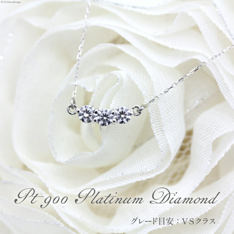 ネックレス PT900 プラチナ ダイヤモンド 計0.3ct 【f030-pt】[オーダーメイドジュエリーメイ 山梨県 韮崎市 20743758] 3連 横並び ライン スリーストーン 両吊り ペンダント アクセサリー アクセ ジュエリー