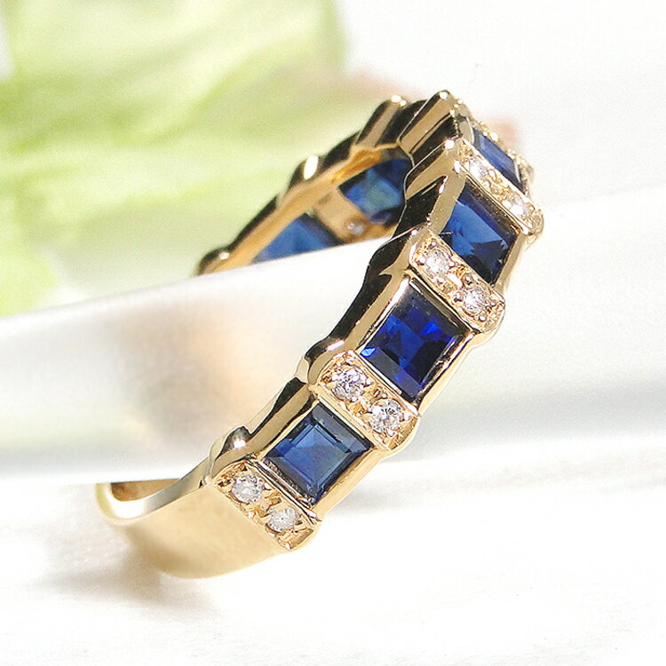 【ふるさと納税】 指輪 K18YG イエローゴールド 天然ブルーサファイア 7〜16号 スクエア 1.7ct ダイヤモンド 0.11ct ハーフエタニティ【181-k18yg-bs】 [株式会社オーダーメイドジュエリーメイ 山梨県 韮崎市 20742669] リング アクセサリー 指輪 ジュエリー アクセ サムネイル3