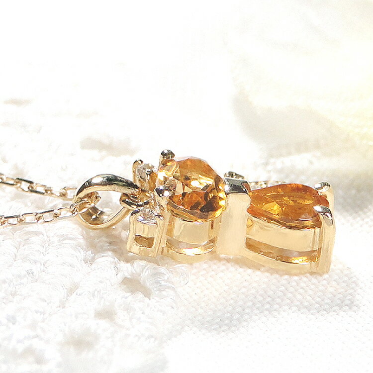 【ふるさと納税】 ネックレス K18YG イエローゴールド シトリン ダイヤモンド 0.04ct 【f267-cit-k18yg】 [オーダーメイドジュエリーメイ 山梨県 韮崎市 20742928] ペンダント ジュエリー アクセサリー ダイヤ K18 18金 宝石 サムネイル3
