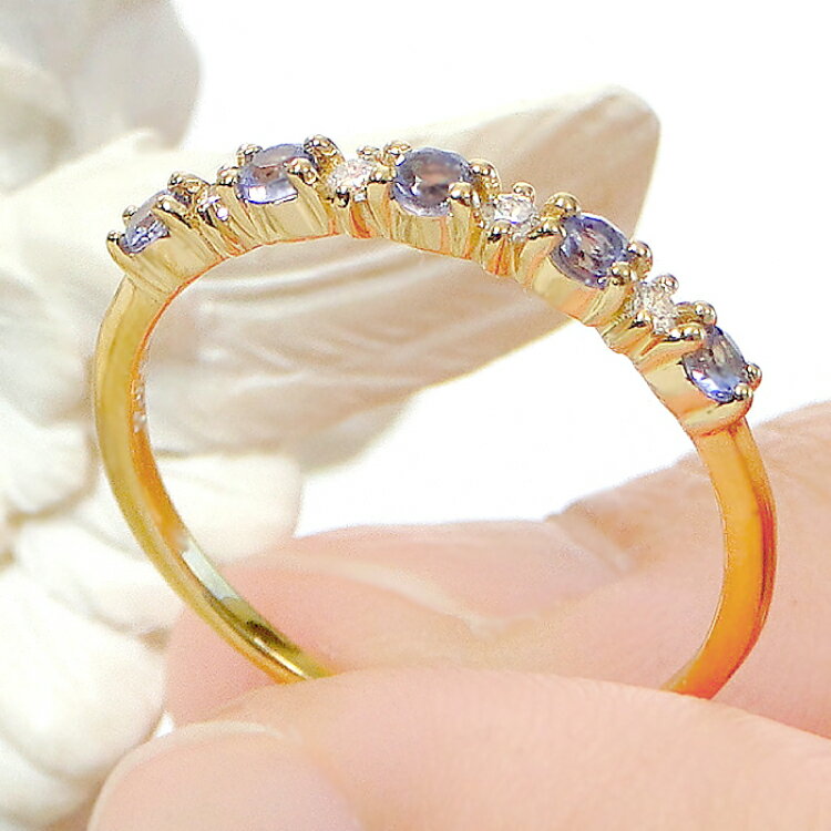 【ふるさと納税】 指輪 K18YG イエローゴールド タンザナイト ダイヤモンド 0.08ct 5〜16号 ハーフエタニティリング 18金 華奢 重ねづけ【f161-ta-k18yg】 [株式会社オーダーメイドジュエリーメイ 山梨県 韮崎市 20742937] リング アクセサリー ジュエリー アクセ サムネイル2