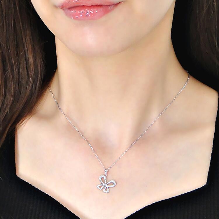 【ふるさと納税】 ネックレス プラチナ PT900 ダイヤモンド 0.2ct 蝶 ちょうちょ リボンモチーフ ペンダント【f087-pt】 [株式会社オーダーメイドジュエリーメイ 山梨県 韮崎市 20742945] アクセサリー ジュエリー アクセ サムネイル2