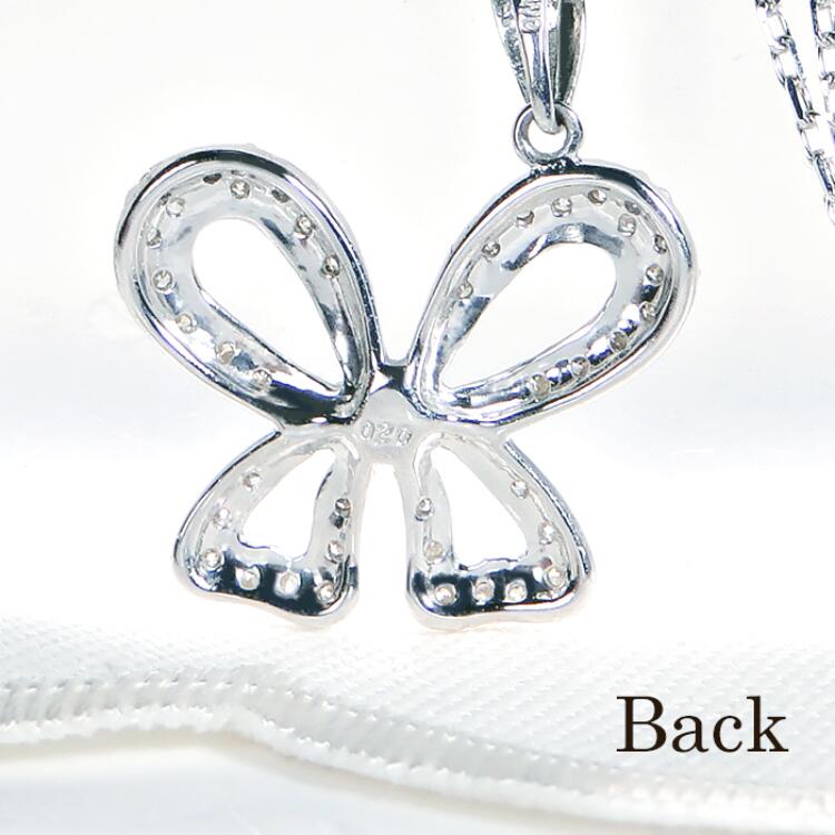 【ふるさと納税】 ネックレス プラチナ PT900 ダイヤモンド 0.2ct 蝶 ちょうちょ リボンモチーフ ペンダント【f087-pt】 [株式会社オーダーメイドジュエリーメイ 山梨県 韮崎市 20742945] アクセサリー ジュエリー アクセ サムネイル3
