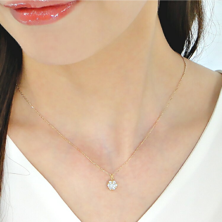 【ふるさと納税】 ネックレス K18YG イエローゴールド ダイヤモンド 0.3ct フラワー モチーフ 小ぶり ペンダント【f024-k18yg】 [株式会社オーダーメイドジュエリーメイ 山梨県 韮崎市 20742952] アクセサリー ジュエリー アクセ サムネイル3