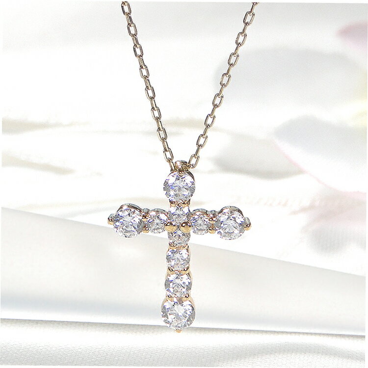 【ふるさと納税】 ネックレス K18YG イエローゴールド ダイヤモンド 1.0ct クロス 十字架 1カラット テンダイヤ ペンダント【f020-k18yg】 [株式会社オーダーメイドジュエリーメイ 山梨県 韮崎市 20742954] アクセサリー ジュエリー アクセ サムネイル2