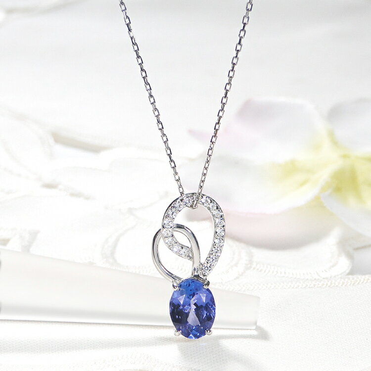 【ふるさと納税】 ペンダント ネックレス PT900 プラチナ 0.18ct ダイヤモンド タンザナイト 大粒 オーバル 誕生石 華やか ハート 大ぶり ダイヤ ジュエリー 【f274-ta-pt】 [オーダーメイドジュエリーメイ 山梨県 韮崎市 20745060] サムネイル2