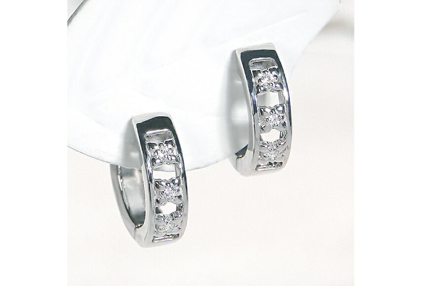 【ふるさと納税】 ピアス プラチナ PT900 ダイヤモンド 0.03ct フープピアス 【f220-pt】 [オーダーメイドジュエリーメイ 山梨県 韮崎市 20745078] ジュエリー アクセサリー 両耳 抜け感 太め ダイヤピアス サムネイル2