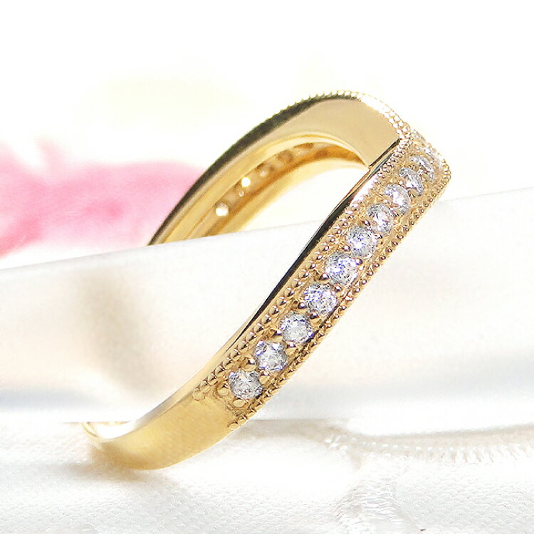 【ふるさと納税】 指輪 K18YG イエローゴールド ダイヤモンド 0.3ct 5〜16号 Vライン 18金 ダイヤリング V字 ティアラ ミル打ち アンティーク リング アクセサリー ジュエリー アクセ 【f260-k18yg-d】 [オーダーメイドジュエリーメイ 山梨県 韮崎市 20745063] サムネイル2