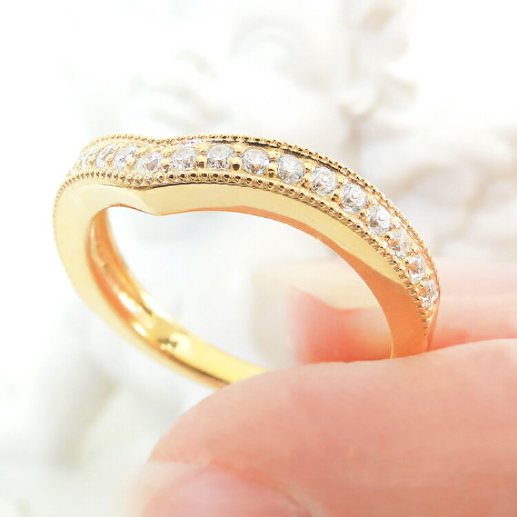 【ふるさと納税】 指輪 K18YG イエローゴールド ダイヤモンド 0.3ct 5〜16号 Vライン 18金 ダイヤリング V字 ティアラ ミル打ち アンティーク リング アクセサリー ジュエリー アクセ 【f260-k18yg-d】 [オーダーメイドジュエリーメイ 山梨県 韮崎市 20745063] サムネイル3