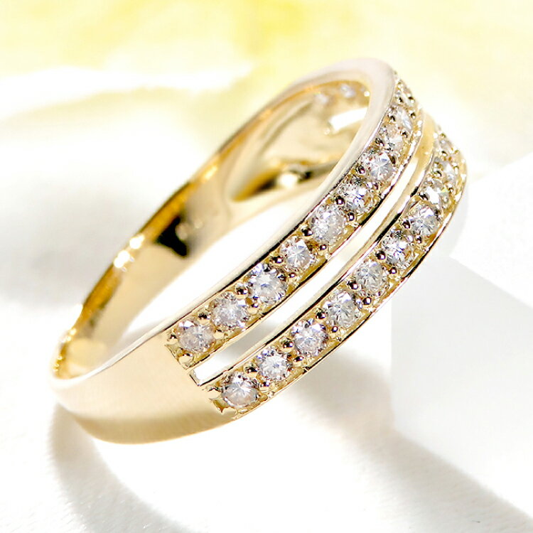 【ふるさと納税】 指輪 K18YG イエローゴールド ダイヤモンド 0.42ct 5〜16号 レディース リング 18金 ハーフエタニティ 2列 重ねづけ風 2連 リング アクセサリー ジュエリー アクセ 【f186-k18yg-d】 [オーダーメイドジュエリーメイ 山梨県 韮崎市 20745068] サムネイル2