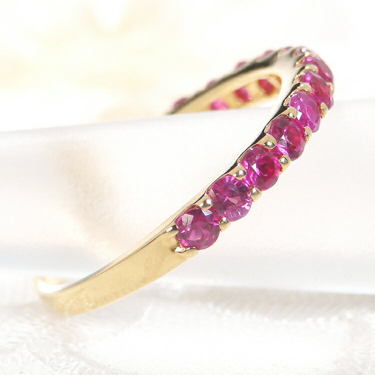 【ふるさと納税】 指輪 K18YG イエローゴールド ルビー ハーフエタニティリング 0.8ct 5〜16号 レディース 18金 誕生石 細身 ルビーリング アクセサリー ジュエリー アクセ 【179-k18yg-ru】 [オーダーメイドジュエリーメイ 山梨県 韮崎市 20745074] サムネイル2