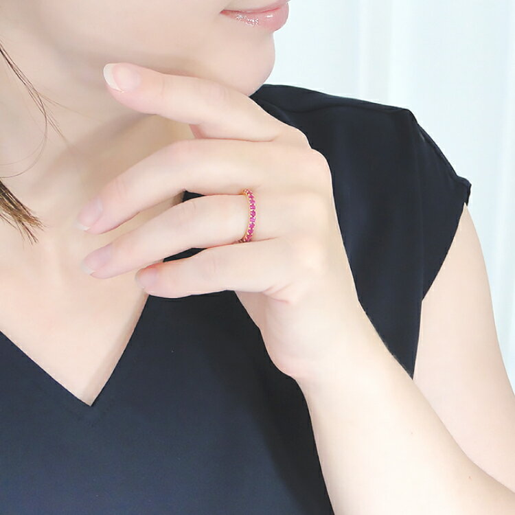 【ふるさと納税】 指輪 K18YG イエローゴールド ルビー ハーフエタニティリング 0.8ct 5〜16号 レディース 18金 誕生石 細身 ルビーリング アクセサリー ジュエリー アクセ 【179-k18yg-ru】 [オーダーメイドジュエリーメイ 山梨県 韮崎市 20745074] サムネイル3