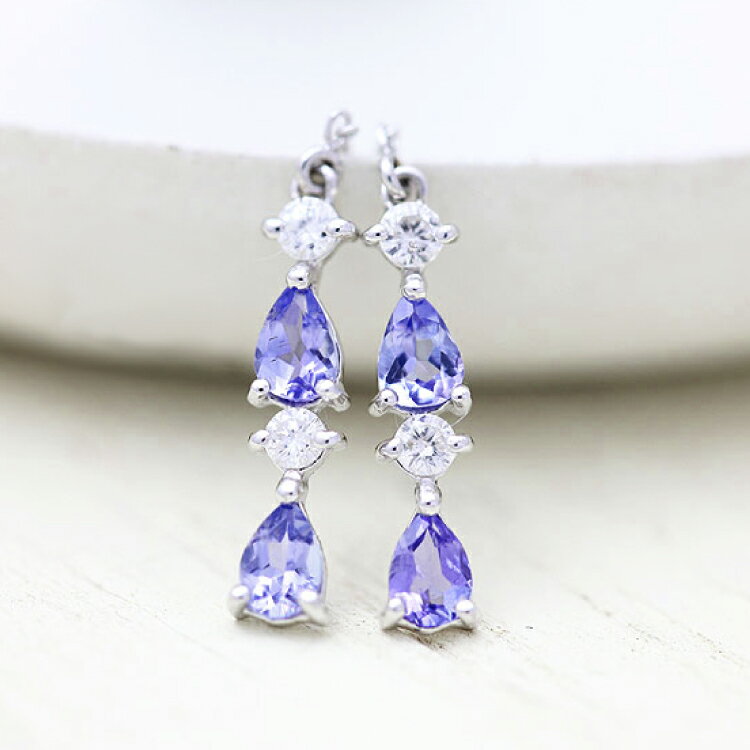 【ふるさと納税】ピアス タンザナイト ペアシェイプ プラチナ PT900 ダイヤモンド 0.16ct レディース ドロップ 滴 雫 チェーンピアス 揺れるピアス 誕生石 アクセサリー ジュエリー アクセ 【f090-pt】 [オーダーメイドジュエリーメイ 山梨県 韮崎市 20745204] サムネイル2
