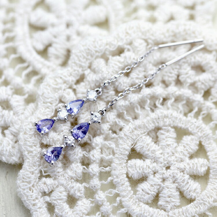 【ふるさと納税】ピアス タンザナイト ペアシェイプ プラチナ PT900 ダイヤモンド 0.16ct レディース ドロップ 滴 雫 チェーンピアス 揺れるピアス 誕生石 アクセサリー ジュエリー アクセ 【f090-pt】 [オーダーメイドジュエリーメイ 山梨県 韮崎市 20745204] サムネイル3