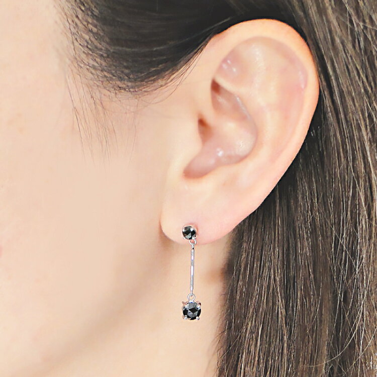 【ふるさと納税】ピアス スタッドピアス プラチナ PT900 ブラックダイヤモンド 2.16ct ぶら下がり レディース 黒ダイヤ 揺れるピアス アクセサリー アクセ ジュエリー 【f223-pt】 [オーダーメイドジュエリーメイ 山梨県 韮崎市 20745211] サムネイル3