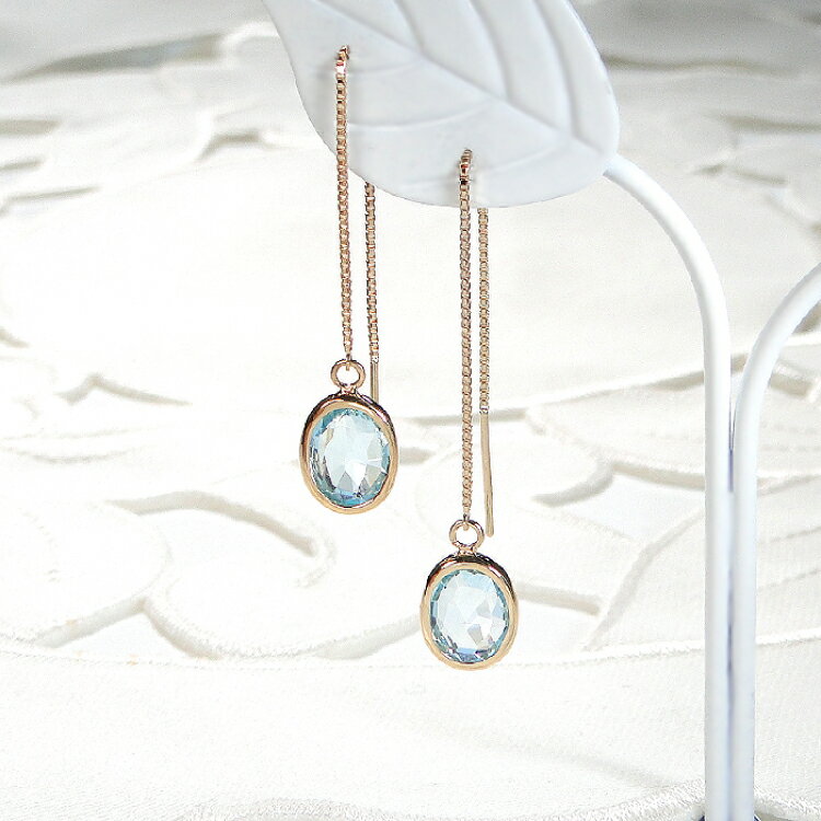 【ふるさと納税】ピアス チェーンピアス K18YG イエローゴールド ブルートパーズ オーバル ローズカット レディース ベネチアンチェーン 揺れるピアス 楕円 【f233-bt-k18yg】 アクセサリー アクセ ジュエリー [オーダーメイドジュエリーメイ 山梨県 韮崎市 20745212] サムネイル2