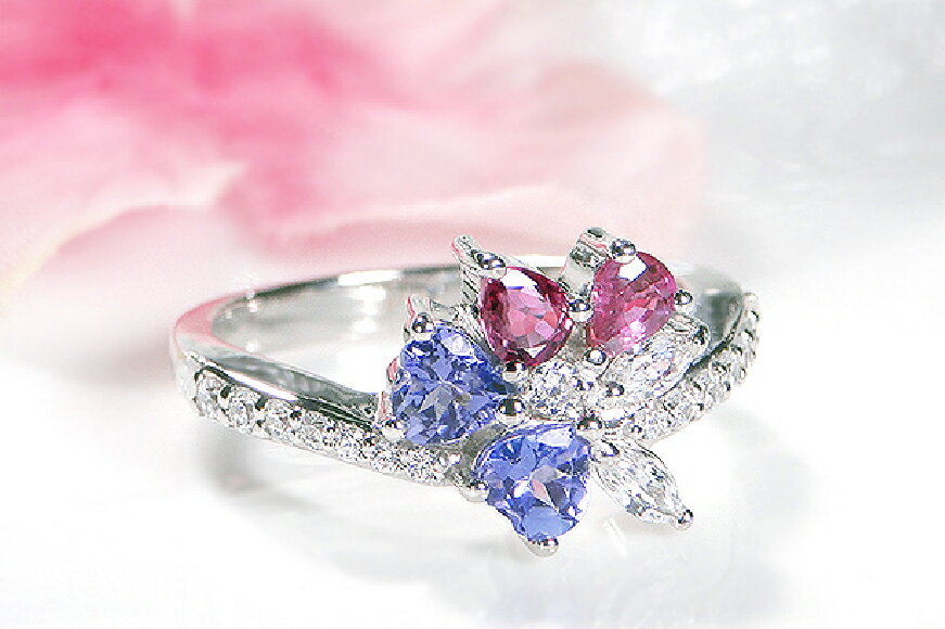 【ふるさと納税】 指輪 プラチナ PT900 ダイヤモンド 0.3ct タンザナイト ルビー フラワー 花束 ブーケ レディース リング カラフル 誕生石 【f283-pt-taru】 ジュエリー アクセ アクセサリー [オーダーメイドジュエリーメイ 山梨県 韮崎市 20745219] サムネイル2