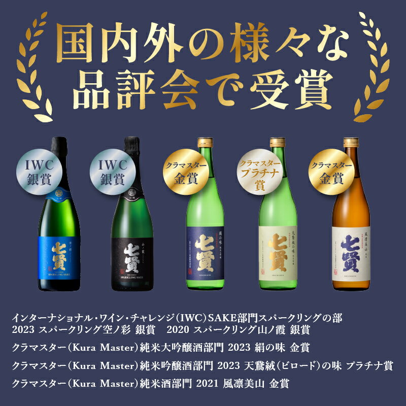 【ふるさと納税】 【七賢】 日本酒 スパークリング 飲み比べ 720ml 6本 セット 空ノ彩 山ノ霞 純米大吟醸 絹の味 天鵞絨 ビロードの味 純米酒 風凛美山 本醸造 甘酸辛苦渋 酒 プレゼント ギフト 贈り物 家飲み 贈答 山梨県 北杜市 白州 母の日 父の日 送料無料 h044 サムネイル2