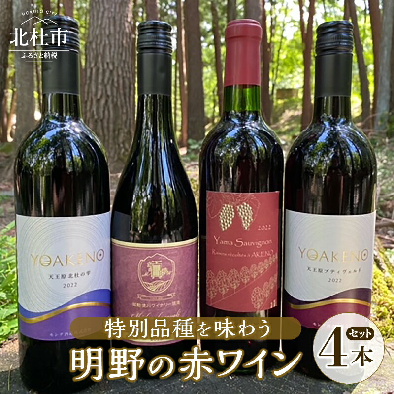 ワイン セット 赤ワイン 4種類 特別品種 ヤマソーヴィニヨン 志太乃輝 樽発酵 北杜の雫 プティヴェルド シャンクレール 御勅使川ワイナリー モンデ酒造 720ml 750ml 4本セット お酒 アルコール 北杜 明野 ブドウ 送料無料