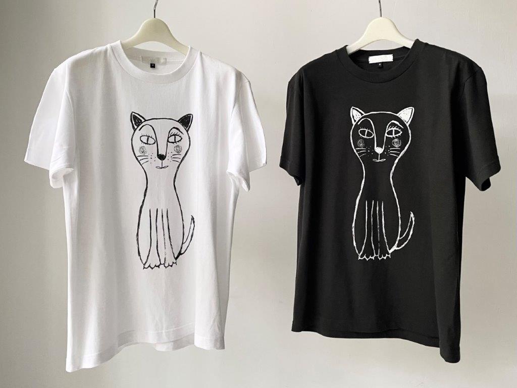 【ふるさと納税】 Tシャツ コットン 100% S～XL 選べるカラー ホワイト スモークブラック 白 黒 ユニセックス オリジナル プリント デザイン 猫 デッサン CAT T-SHIRT 送料無料 サムネイル2