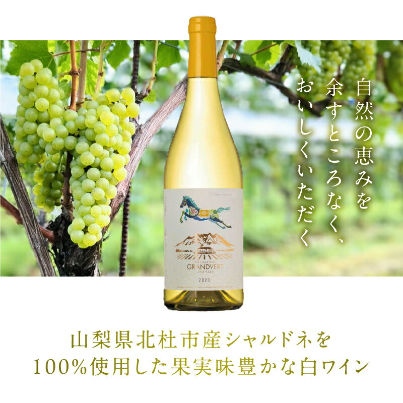 【ふるさと納税】 ワイン 白ワイン 淡路結 シャルドネ 2023 750ml 選べる本数 1本 2本 白 国産ワイン 山梨県産 北杜市産 白州圃場 柑橘フルーツ アカシア 蜂蜜 ブドウ 記念日 贈り物 プレゼント 送料無料 サムネイル2