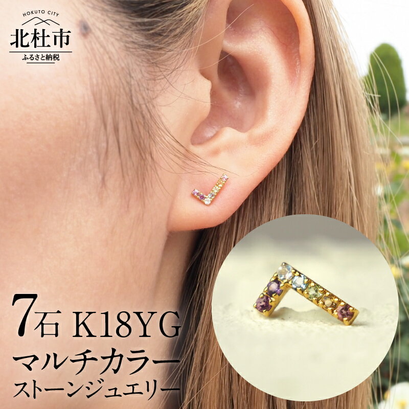 ピアス アクセサリー レディース ジュエリー K18 イエローゴールド マルチカラー ストーン WING 天使の羽根 アミュレット 鑑別書付 保証書付 ジュエリーケース付 送料無料