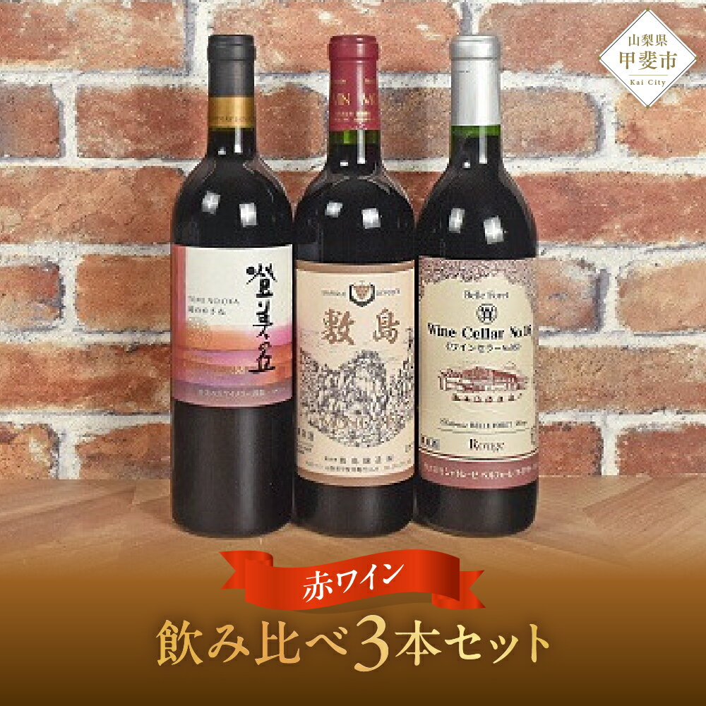 新！甲斐市産赤ワイン 3本セット ワイン 家飲み 赤ワイン 日本ワイン 山梨ワイン 定番 テーブルワイン お酒 サントリー 飲み比べ 山梨県 甲斐市 AD-34
