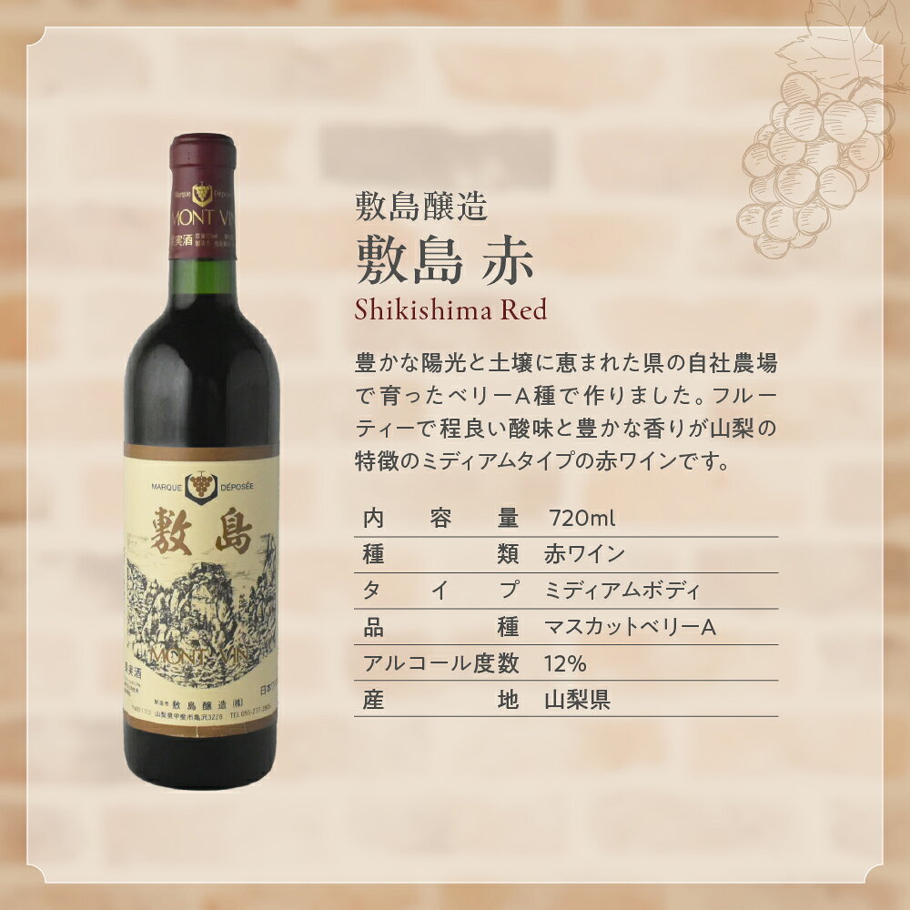 【ふるさと納税】甲斐市産 赤ワイン飲み比べ 3本セット ワイン 家飲み 赤ワイン 辛口 ミディアムボディ メルロー シラー SUNTORY 敷島 登美 山梨ワイン 日本ワイン 酒 フロムファーム テーブルワイン 定番 シャトレーゼ 山梨県 甲斐市 AD-289 サムネイル3