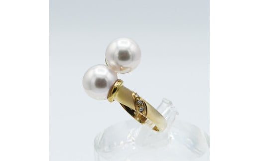 【ふるさと納税】 アコヤ真珠 ツインパール リング　8.5mm 2個付 K10YG (15083) サムネイル2