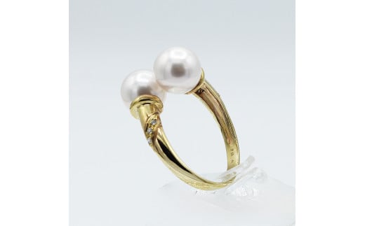 【ふるさと納税】 アコヤ真珠 ツインパール リング　8.5mm 2個付 K10YG (15083) サムネイル3