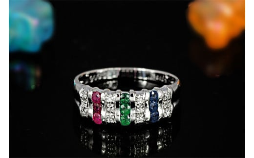 ルビー エメラルド サファイアマルチカラー リング Ag900[Pt100] (12514)