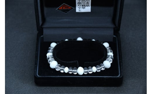 【ふるさと納税】 水晶手摺り平玉糸魚川ヒスイ仕立ブレスレット サムネイル2