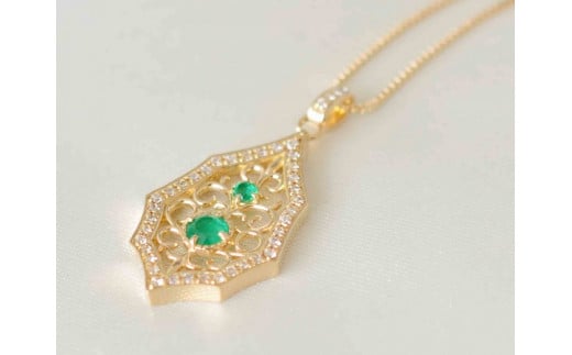【ふるさと納税】 K18　エメラルド/ダイヤモンドネックレス AP08643 サムネイル3