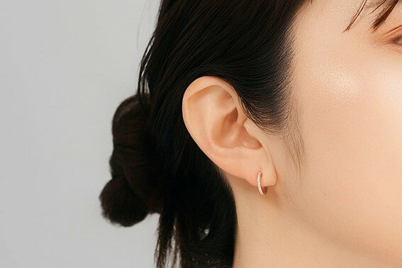 【ふるさと納税】K18PGダイヤフープピアス　0.07ct　mk-433　CR-21 サムネイル3