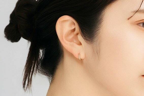 【ふるさと納税】K18ダイヤフープピアス　0.03ct　mk-432　CR-22 サムネイル3