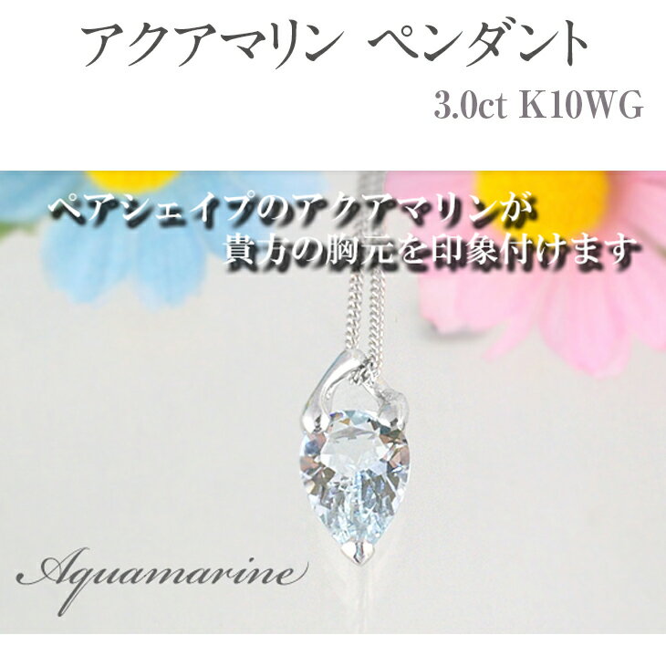 【ふるさと納税】アクアマリン ペンダント 3ct 3カラット K10 10金 ホワイトゴールド （24073） [山梨 ペンダント ネックレス アクアマリン ホワイトゴールド ゴールド ジュエリー ] 山梨県 甲斐市 BR-44 サムネイル2