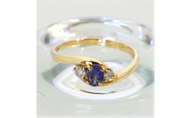 【ふるさと納税】アレキサンドライト リング 0.2ct 0.2カラット K18 18金 イエローゴールド （161212） [山梨 リング 指輪 アレキサンドライト イエローゴールド ジュエリー 希少 ダイヤモンド ] 山梨県 甲斐市 BR-12 サムネイル3