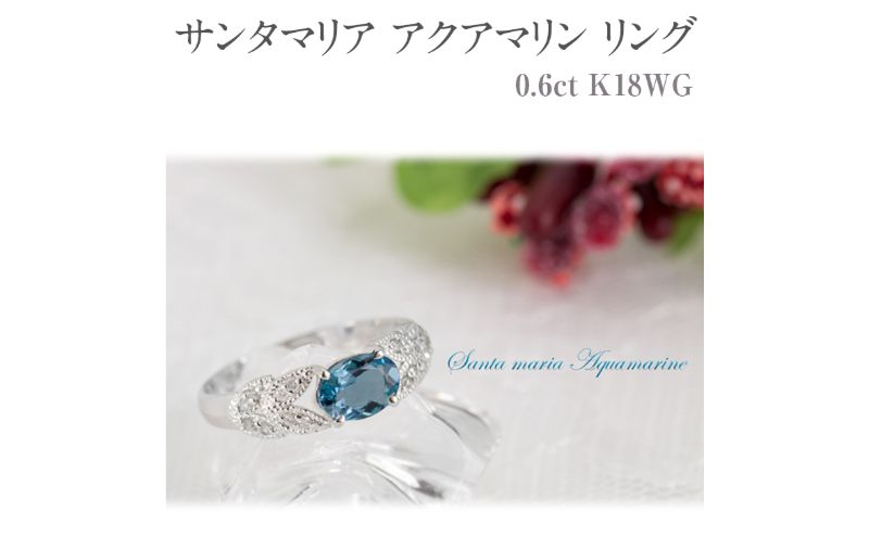 【ふるさと納税】サンタマリア アクアマリン リング 0.6ct 0.6カラット ダイヤモンド 0.11ct 0.11カラット K18 18金 ホワイトゴールド （13387） [山梨 指輪 リング アクアマリン ダイヤモンド ホワイトゴールド ゴールド ジュエリー] 山梨県 甲斐市 BR-19 サムネイル2