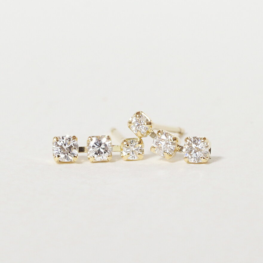 【ふるさと納税】K18 0.20ct グラデーションラインピアス 山梨 ダイヤモンド ゴールドピアス ジュエリー アクセサリー K18 イエローゴールド ピンクゴールド レディース ダイヤ 0.10ct×2 カラット ダイヤモンド 山梨県 甲斐市 BQ-45 サムネイル3