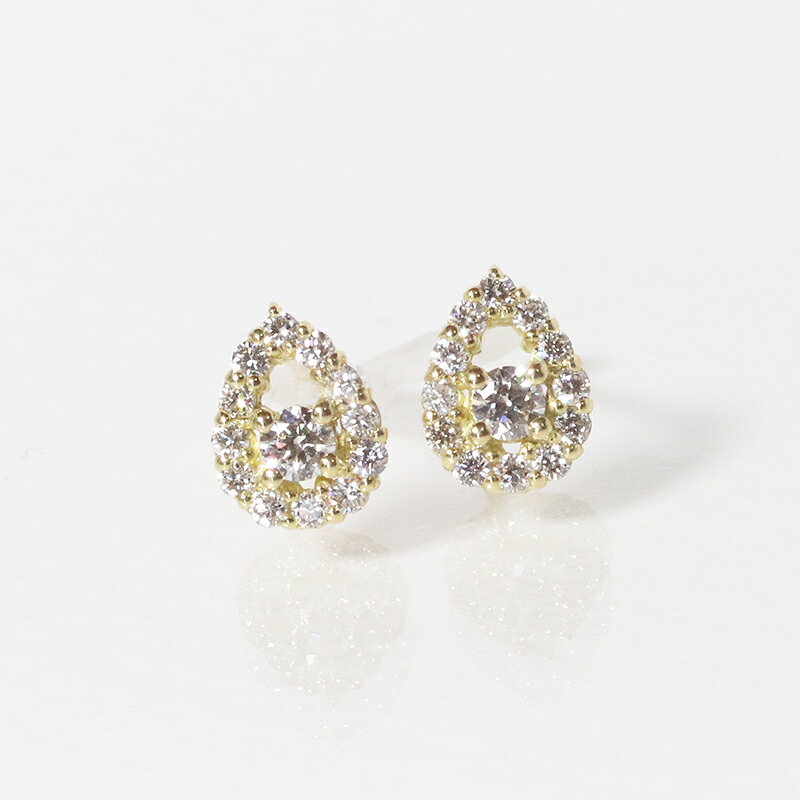 【ふるさと納税】K18　しずく取り巻きダイヤモンドピアス　0.20ct　甲斐市 サムネイル3