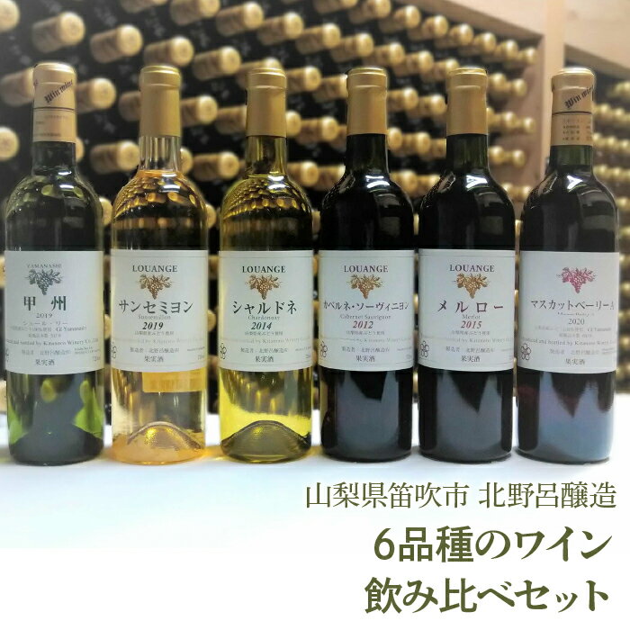 北野呂醸造6品種のワイン飲み比べセット ふるさと納税 ワイン 笛吹市 山梨ワイン 酒 アルコール 山梨県 記念品 お祝い 送料無料 146-002