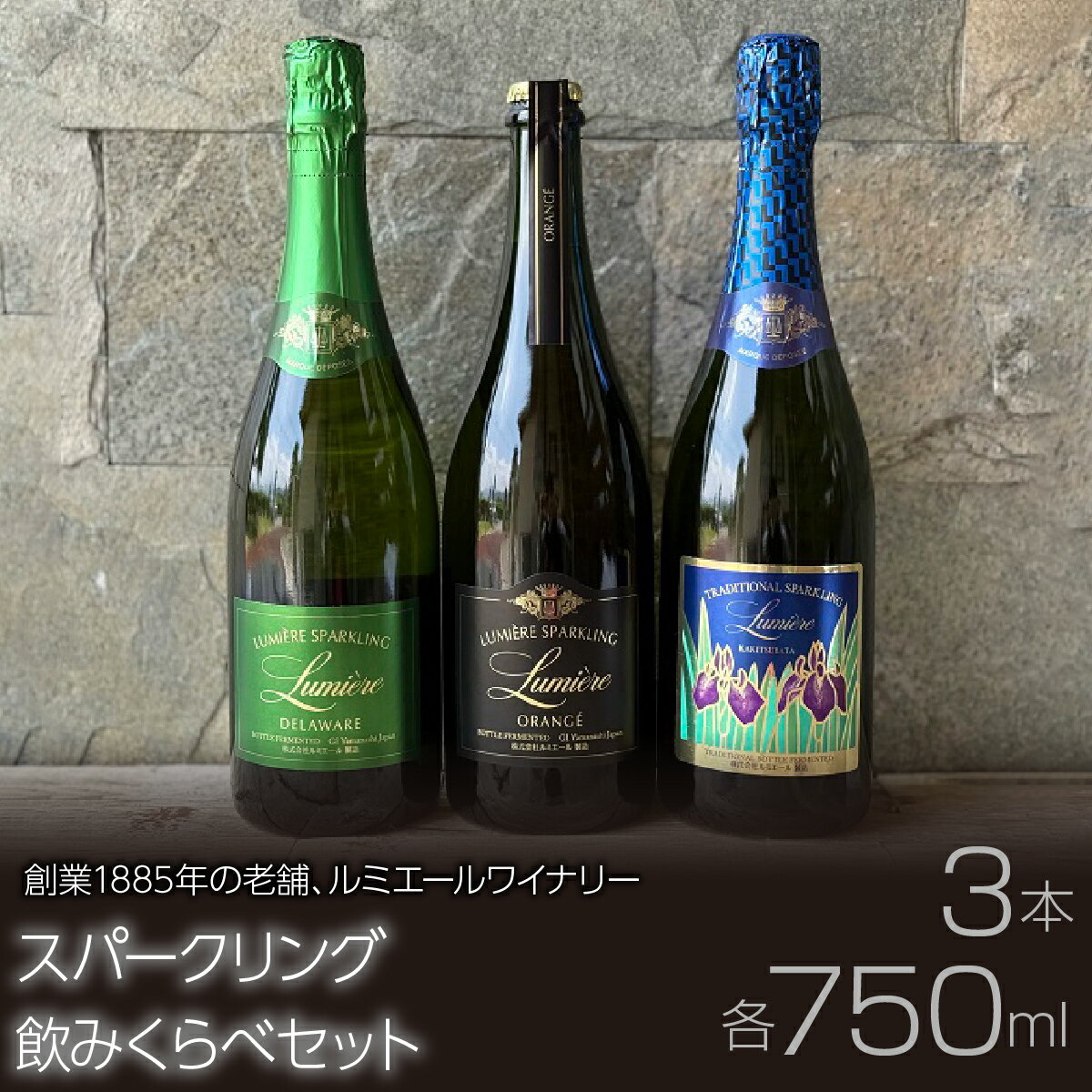 ルミエール　ルミエールスパークリング飲みくらべセット　ワインセット　飲み比べ　日本ワイン ふるさと納税 ワイン 山梨県 酒 赤ワイン フルボディ ギフト 贈答 ギフト 人気 おすすめ ギフト プレゼント 贈り物 母の日 父の日 誕生日 敬老の日 063-031