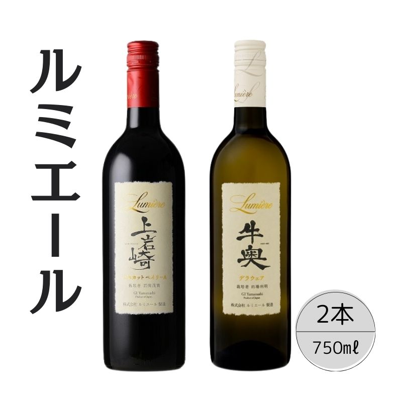 ルミエール　上岩崎　マスカット・ベイリーA・牛奥 デラウェア2本セット ふるさと納税 ワイン 笛吹市 山梨ワイン 酒 アルコール 山梨県 記念品 お祝い 送料無料 167-122