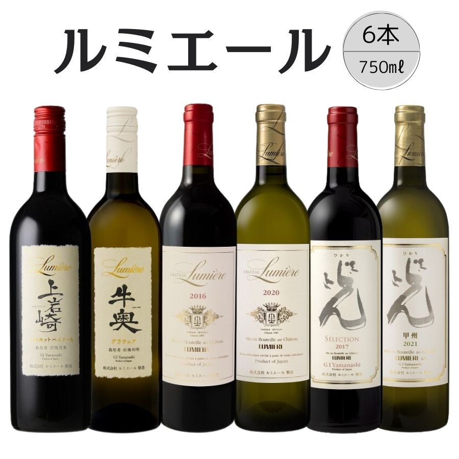 ルミエール　おすすめ赤白ワイン6本セット ふるさと納税 ワイン 笛吹市 山梨ワイン 酒 アルコール 山梨県 記念品 お祝い 送料無料 167-131