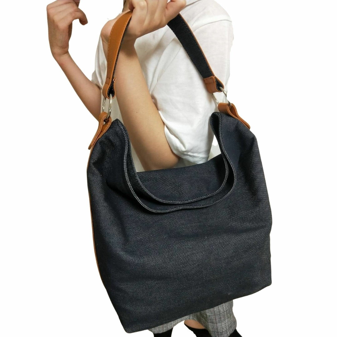 デニム×キャメル革ワンショルダーバッグ ふるさと納税 ワンショルダーバッグ デニム キャメル 革 笛吹市 バッグ カバン 鞄 おしゃれ ギフト 贈り物 プレゼント 山梨県 送料無料 073N-005