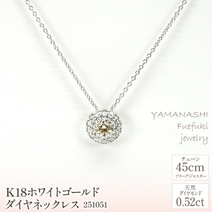 K18ホワイトゴールド　ダイヤ　ネックレス　管理番号251051　×1本 ふるさと納税 人気 おすすめ ランキング アクセサリー 宝石 ジュエリー 高級 記念日 プレゼント 山梨県 笛吹市 送料無料 218-074