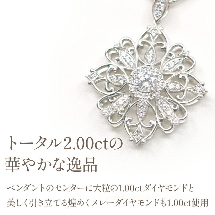 【ふるさと納税】プラチナ ダイヤ 2.0ct レースワークデザイン ネックレス 管理番号610186　ふるさと納税 人気 おすすめ ランキング アクセサリー ネックレス ペンダント 宝石 ジュエリー 高級 記念日 プレゼント 山梨県 笛吹市 送料無料 218-225 サムネイル3
